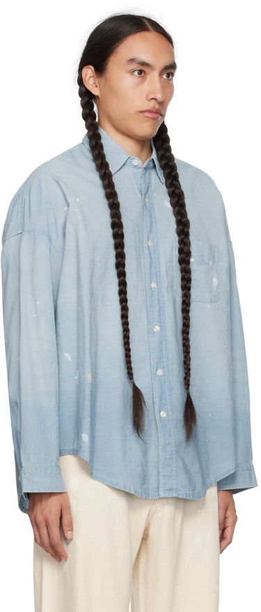 Košeľa R13 R13 Paint Splatter Button-Up Shirt Modrá | R13WD170-D136A, 1