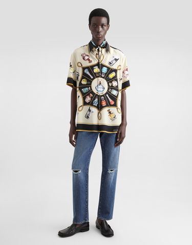 Košeľa Dolce & Gabbana Dolce & Gabbana Perfume Print Silk Shirt Béžová | G5LG9THI1V3HH5HZ, 1