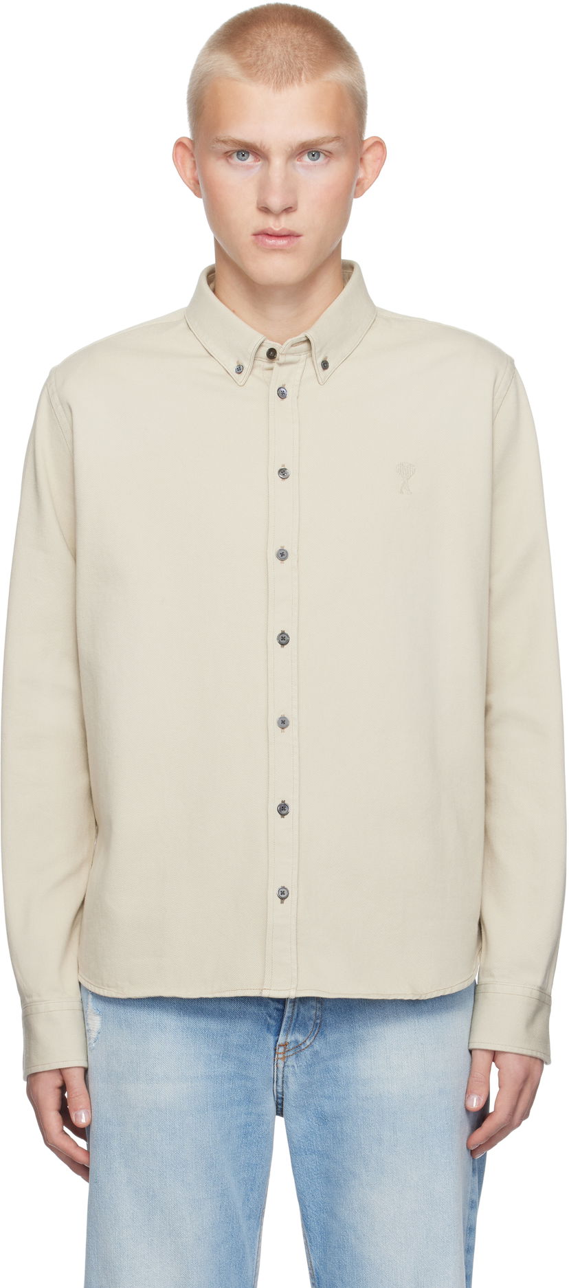 Košeľa AMI Oxford Shirt Béžová | USH060.CO0149