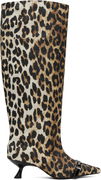 GANNI Slouchy Leopard-Print Kitten Heel Boots