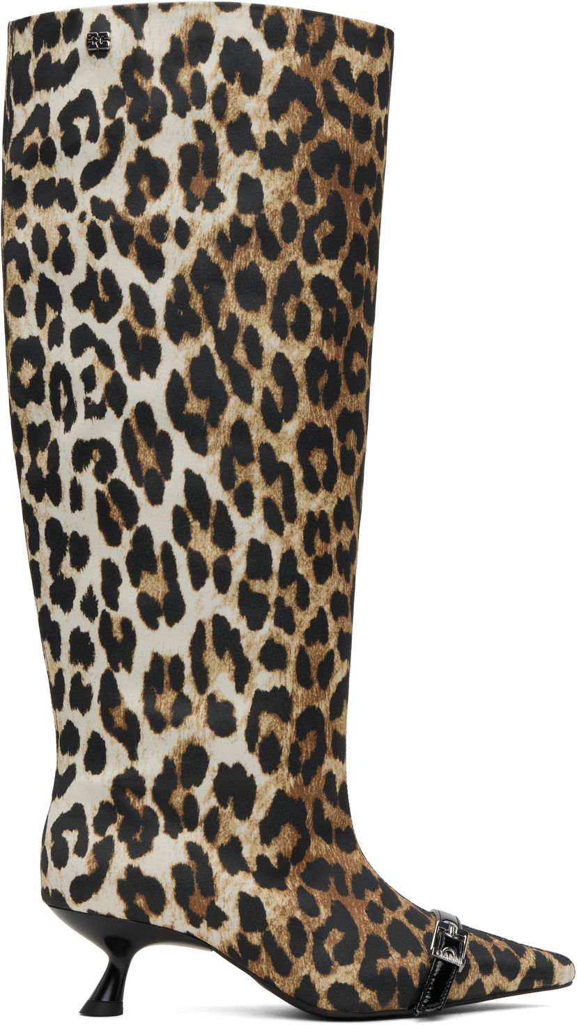 Doplnky GANNI GANNI Slouchy Leopard-Print Kitten Heel Boots Rôznofarebný | S2877