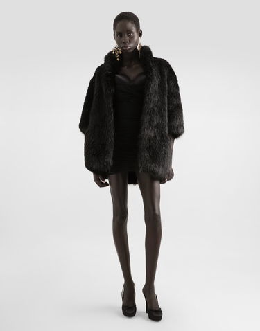 Bunda Dolce & Gabbana Dolce & Gabbana Faux Fur Cropped Jacket Čierna | F0W3TFFUSZ9N0000, 1