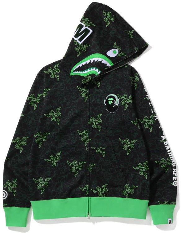 Bape x Razer Neon Camo Shark Full Zip Hoodie