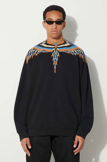 Mikina Marcelo Burlon Wings Print Sweatshirt Čierna | CMBA097F23FLE0011033, 0