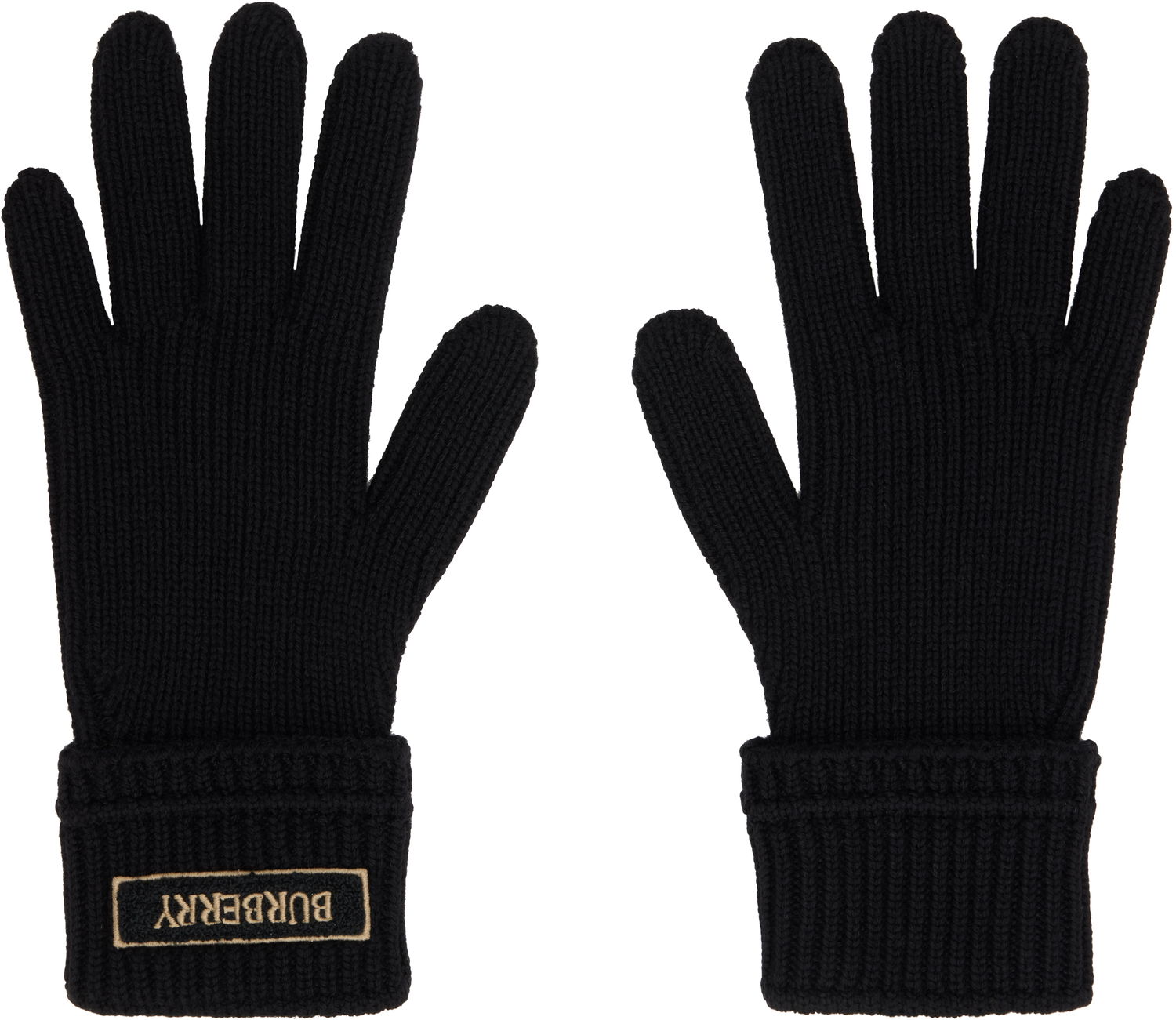 Rukavice Burberry Burberry Wool Gloves with Logo Patch Čierna | 8114593, 0
