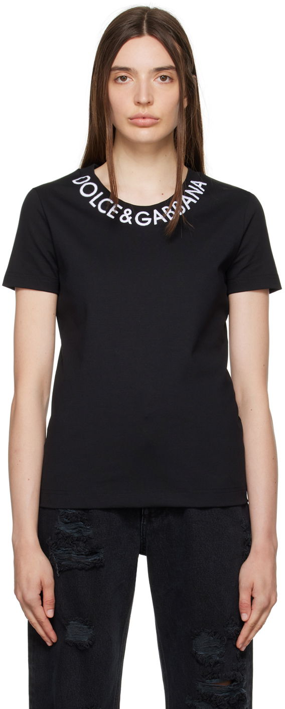 Tričko Dolce & Gabbana Black Embroidered T-Shirt Čierna | F8T00Z FUGK4, 0