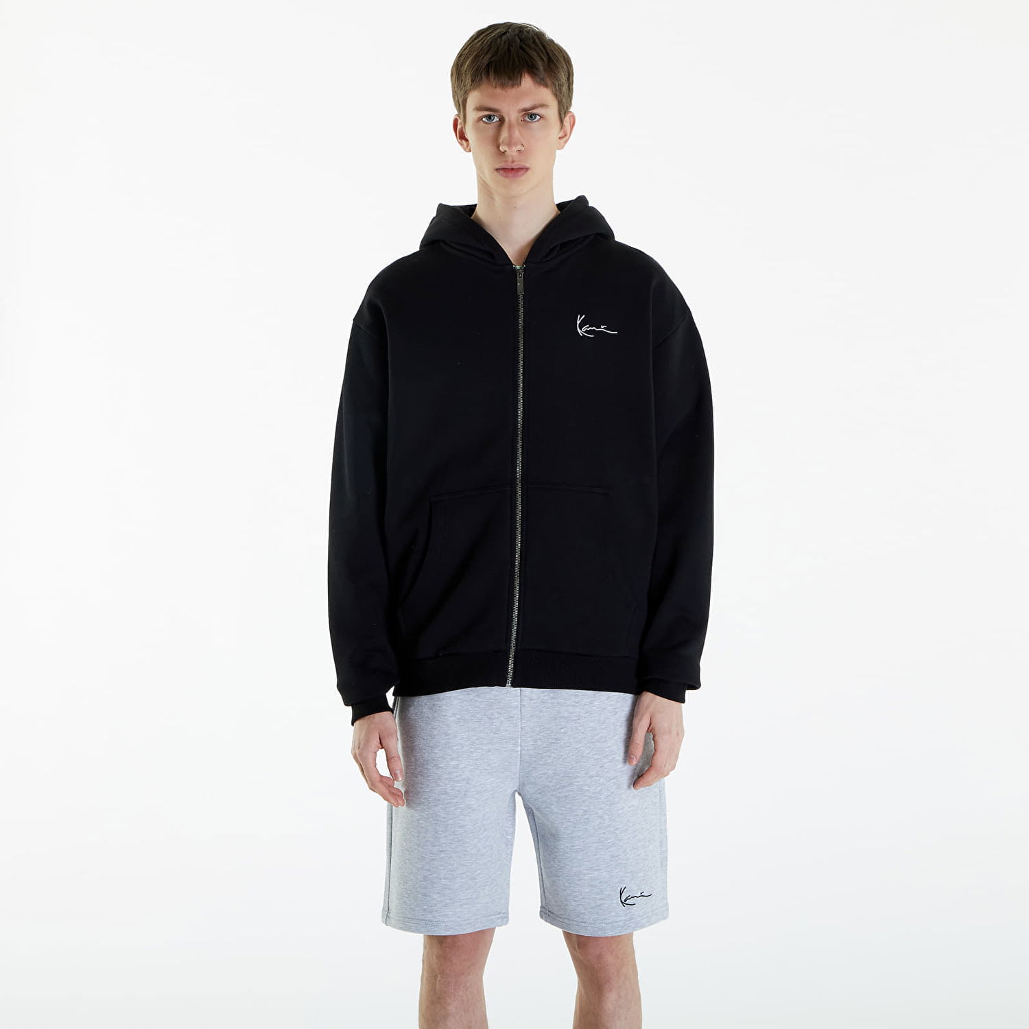 Mikina Karl Kani Chest Signature Essential Zip Hoodie Black Čierna | KM-ZH011-001-01, 0
