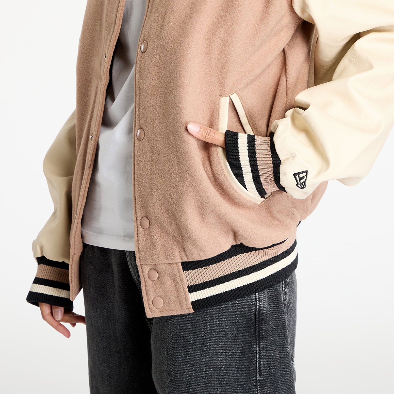 Lifestyle Beige Varsity Jacket