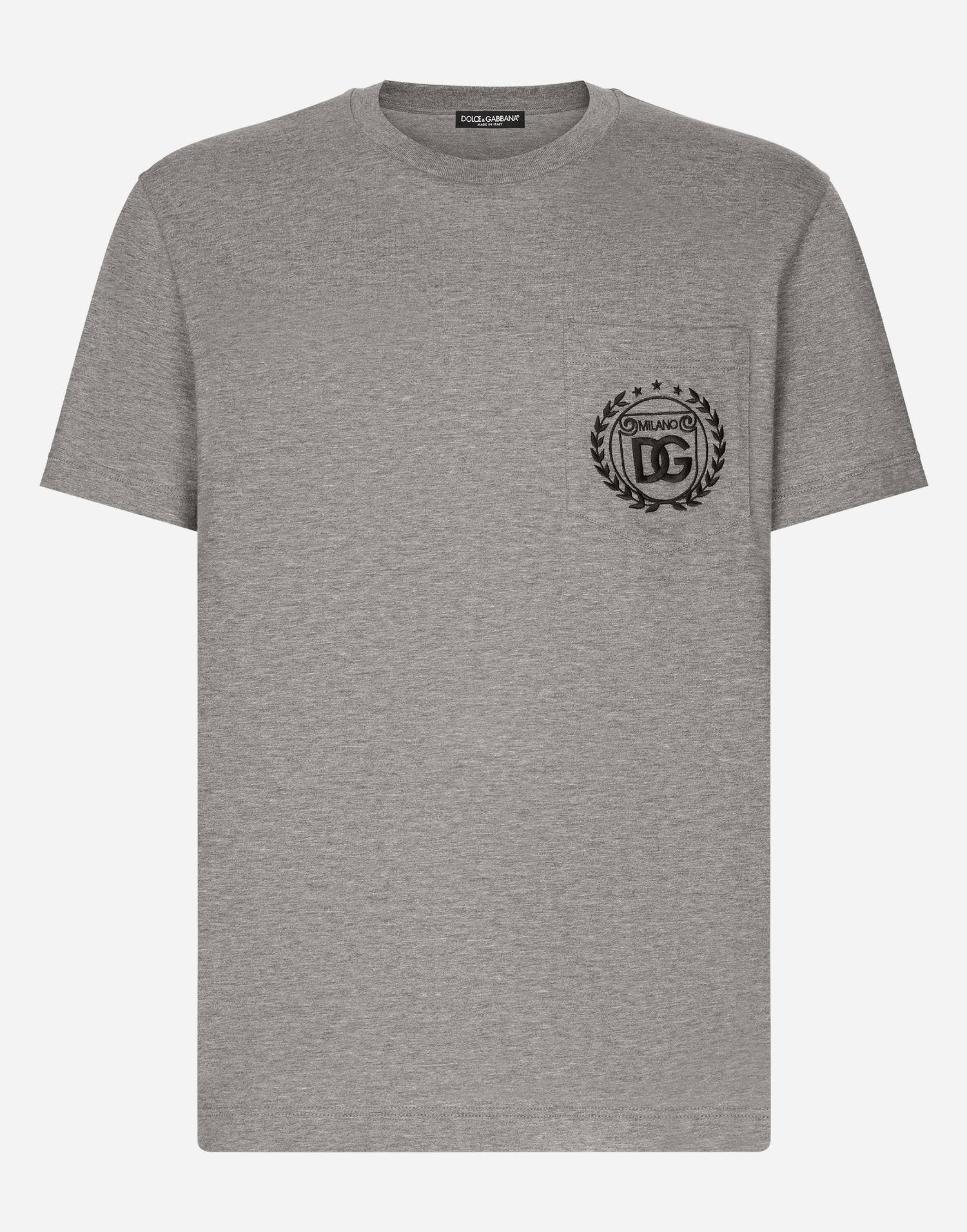 Tričko Dolce & Gabbana Cotton T-shirt With Dg Milano Logo Embroidery Šedá | G8RA2ZG7J6FS8291, 0