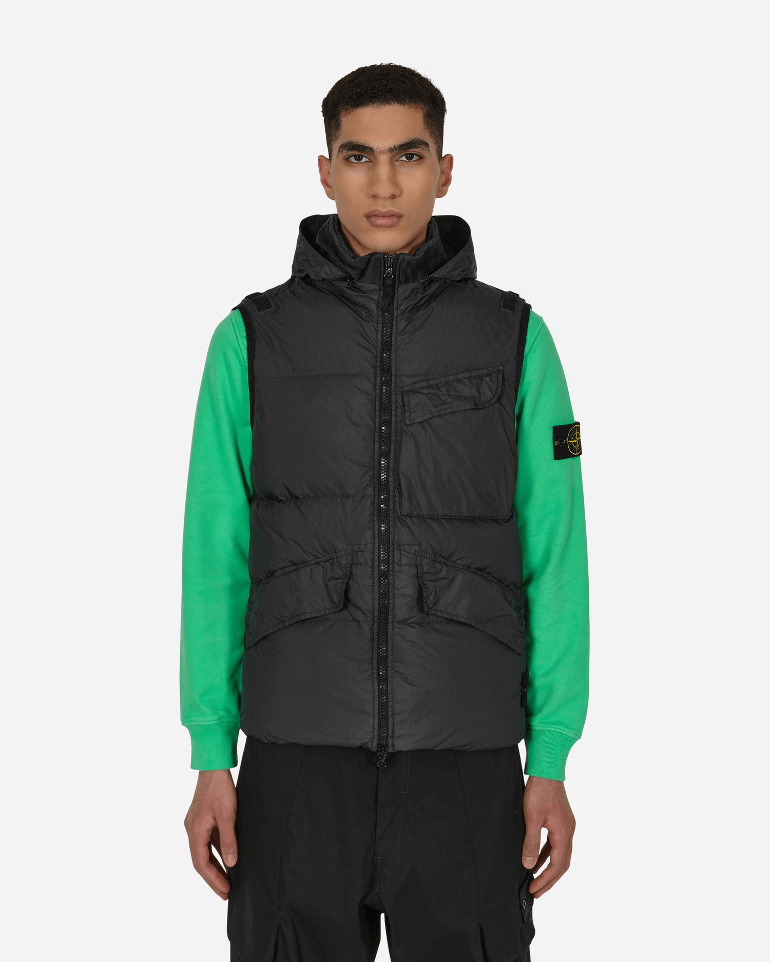 Vesta Stone Island Garment Dyed Crinkle Reps R-NY Down Vest Čierna | 7715G0123 V0029, 0
