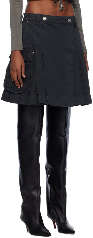Sukňa Dion Lee Kilt Denim Midi Skirt Čierna | C1005PS24, 1