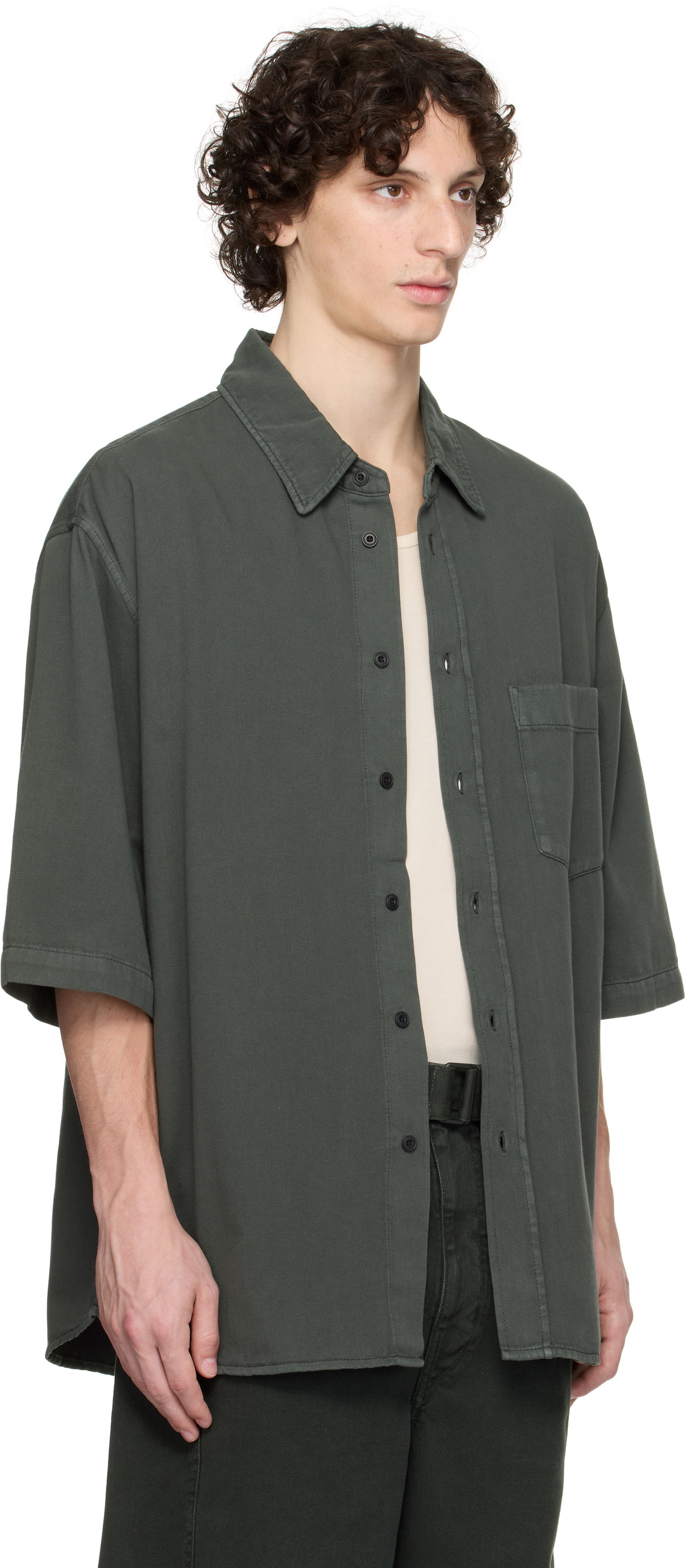 Košeľa LEMAIRE Lemaire Short Sleeve Denim Shirt Zelené | SH1174 LD1041, 1