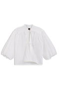 Relaxed-Fit Cotton Poplin Blouse with Tie Neckline