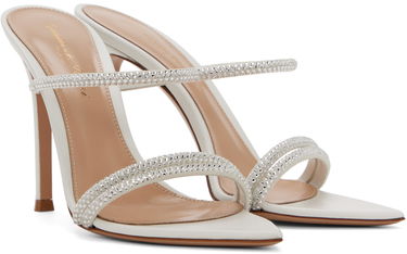 Tenisky a topánky Gianvito Rossi Cannes Crystal-Embellished Satin Heeled Sandals Biela | G16090.15RIC.XCN, 3