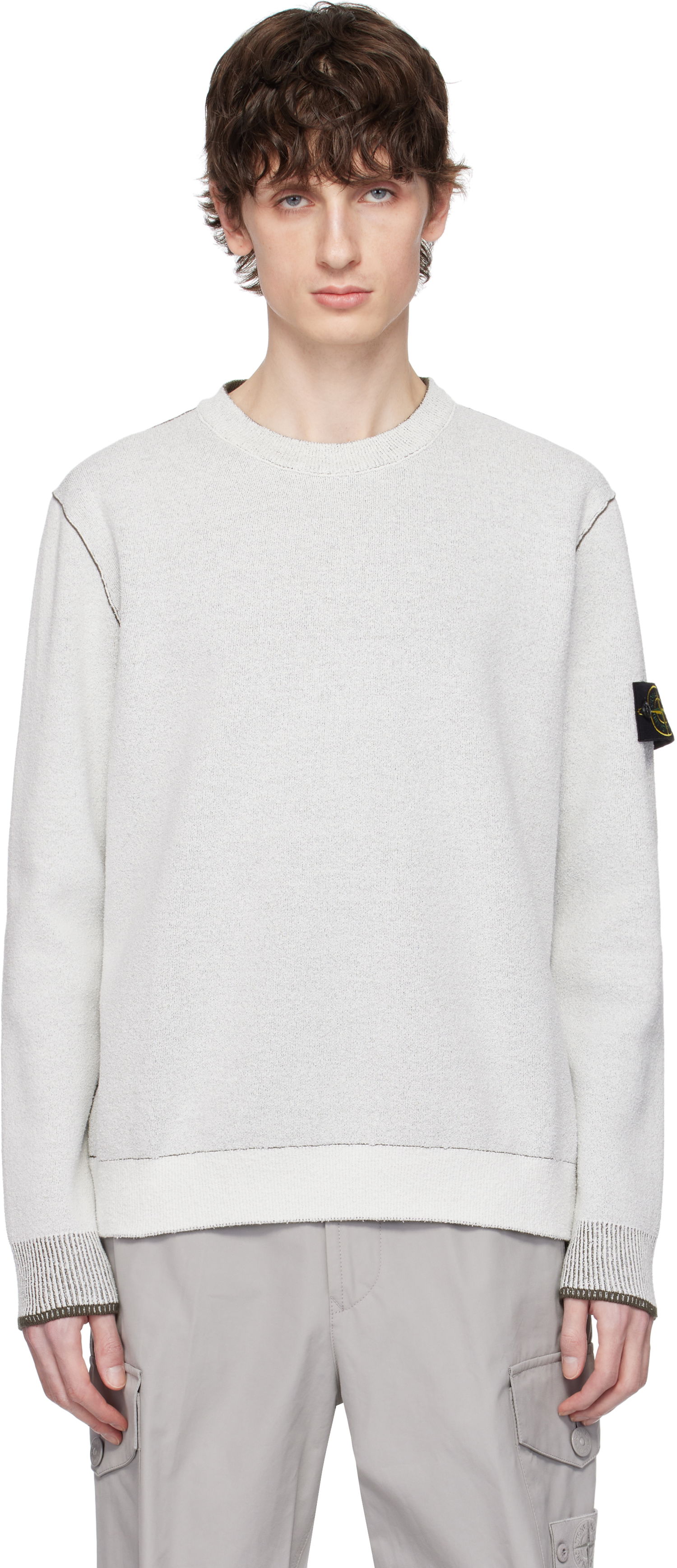 Sveter Stone Island Stone Island Double Face Cotton & Nylon Sweater Biela | K1S15 5100021 S00D9, 0