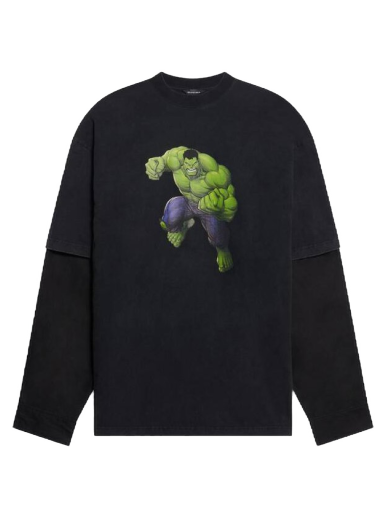 Tričko Balenciaga Hulk 2021x MARVEL Layered T-shirt Čierna | 671401TLV631000