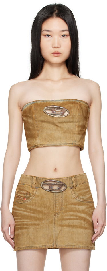 Crop Top Diesel Denim Tube Top Hnedá | A15838 0AJET, 0