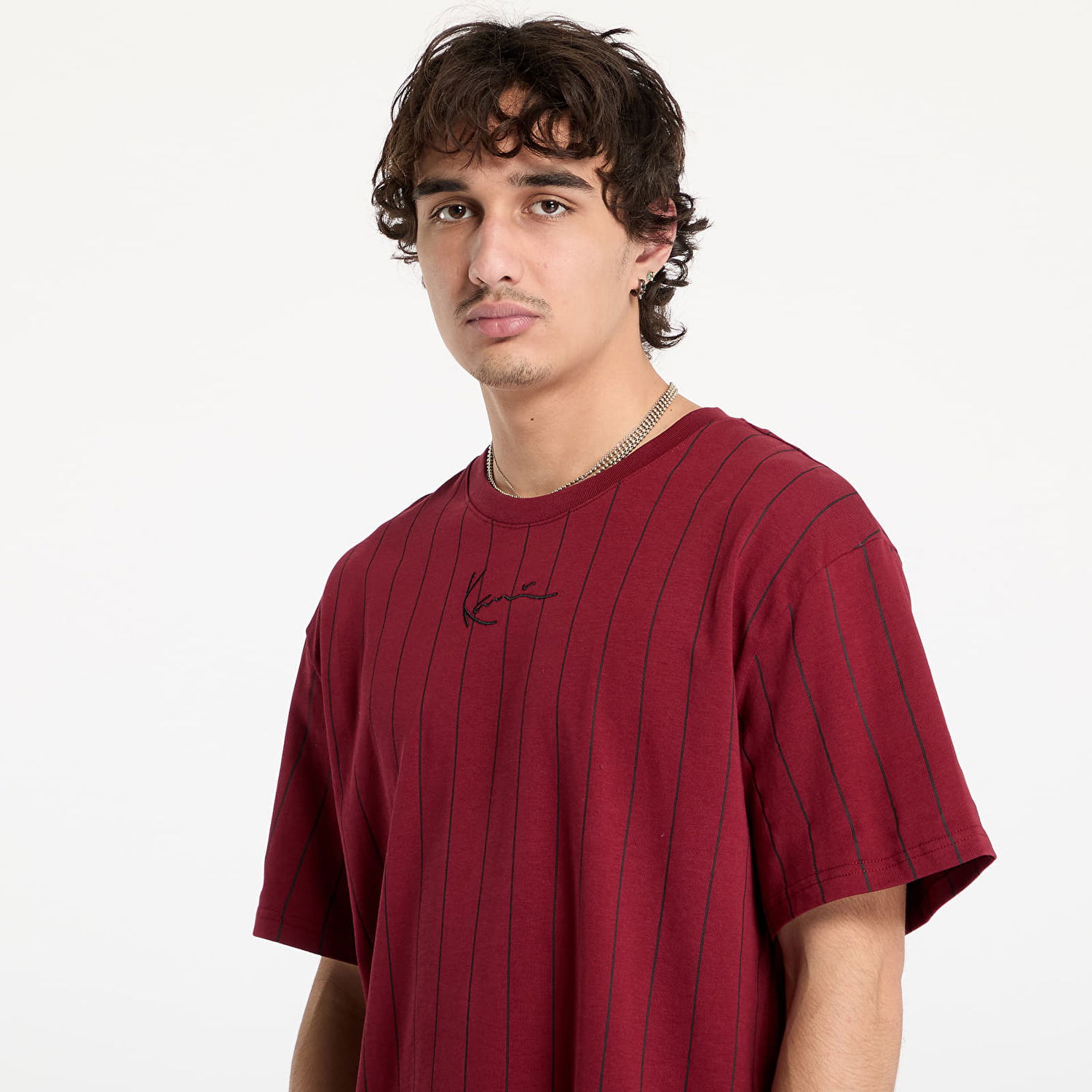 Tričko Karl Kani Kani Small Signature Essential Pinstripe Tee Red Červená | 60300190, 1