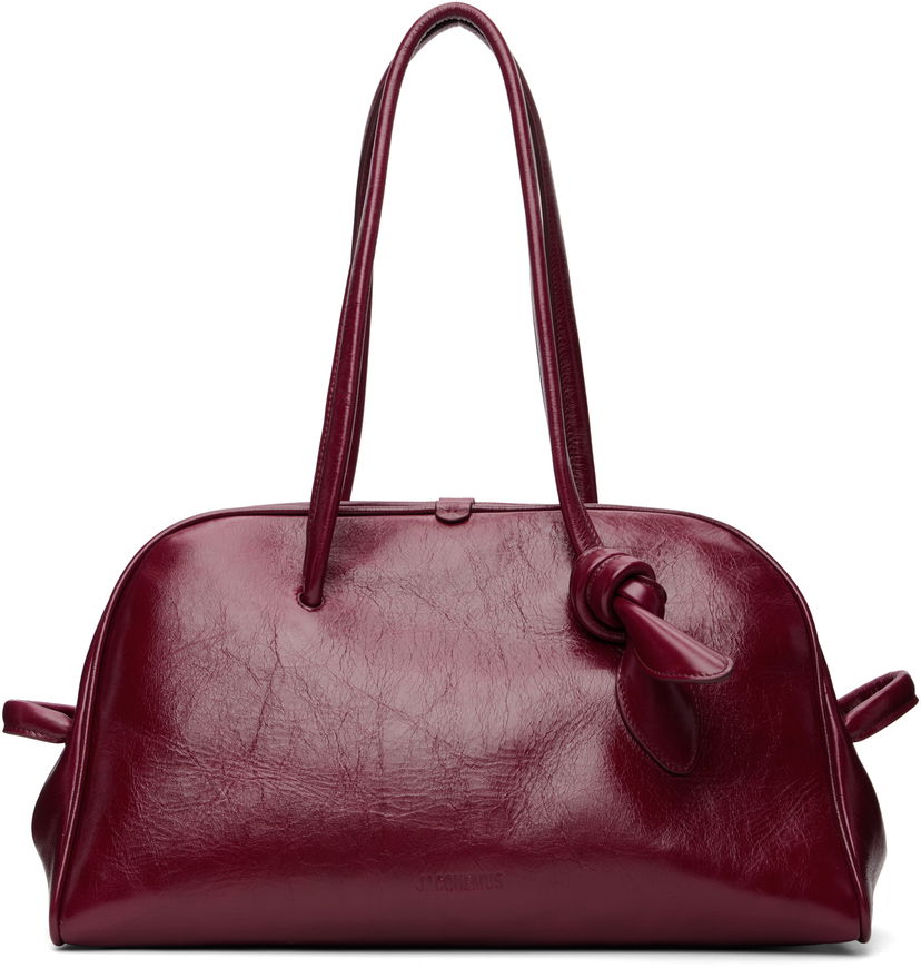 Kabelka Jacquemus Leather Top Handle Bag 'The Turismo' with Knot Detail Vínová | 25HBAU00417AC20C01