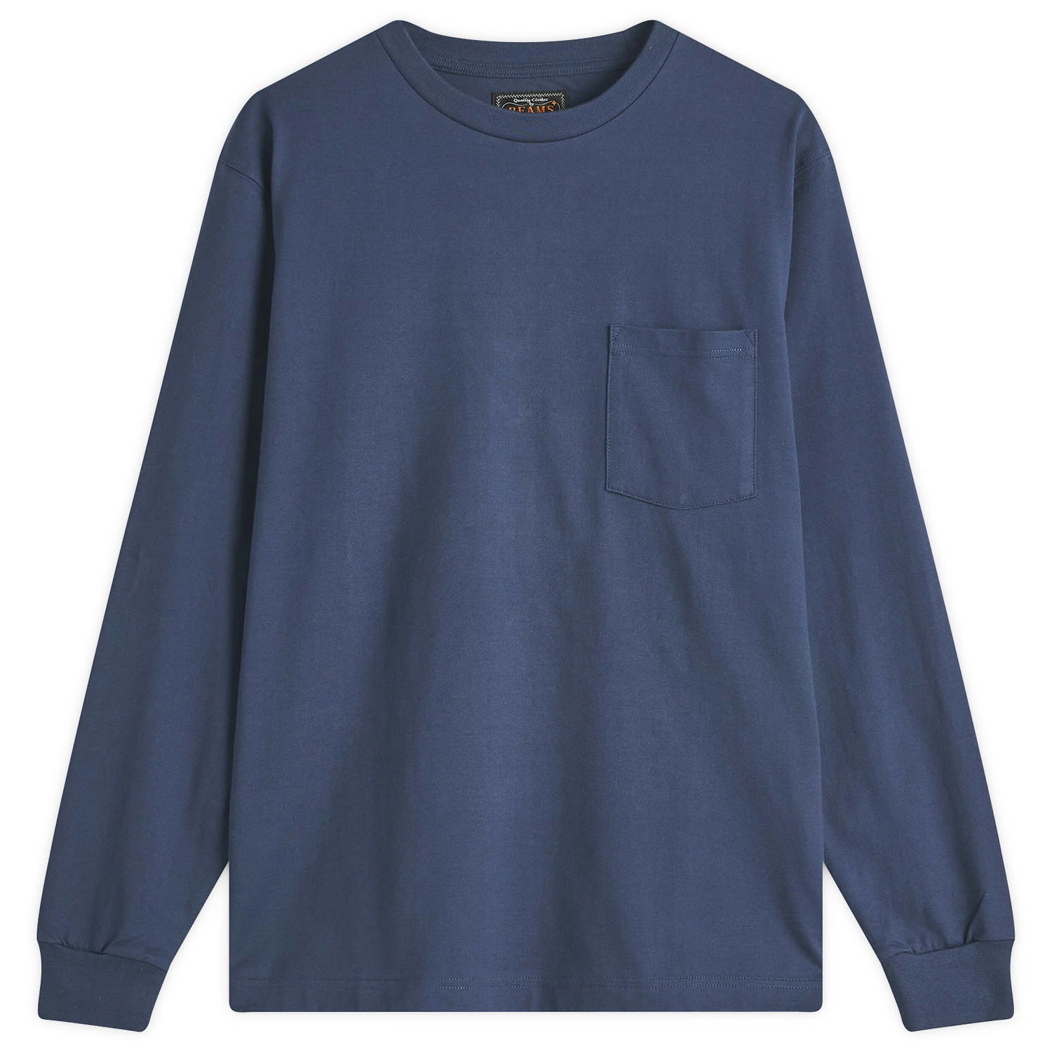 Tričko BEAMS Beams Plus Long Sleeve Pocket Tee, Size Large Modrá | 3814-0066-156-79, 1