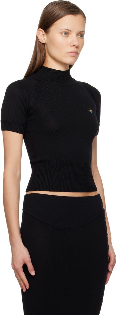 Sveter Vivienne Westwood Vivienne Westwood Bea Ribbed Short Sleeve Cropped Turtleneck Top Čierna | 18030034-Y002M-, 1