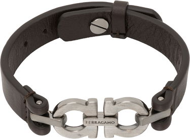 Náramok FERRAGAMO Ferragamo Double Gancini Leather Bracelet Hnedá | 785726, 0