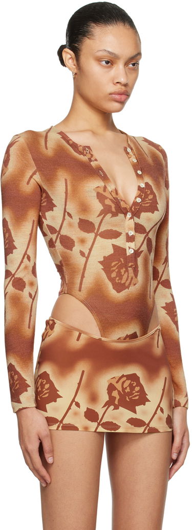 Body Miaou Miaou Carrie Rose Print Bodysuit Hnedá | 6006WOSSRO, 1