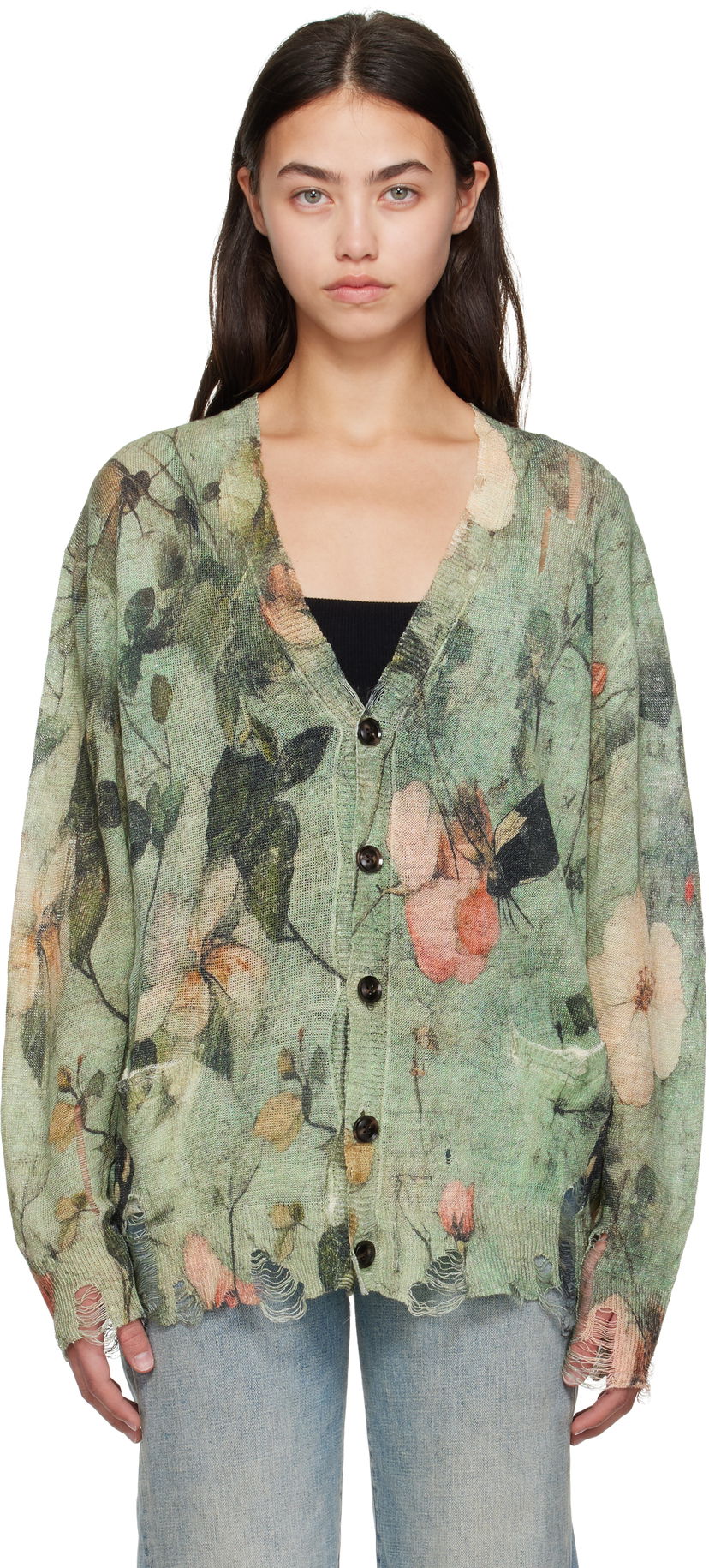 Sveter R13 R13 Boyfriend Floral Cardigan Zelené | R13WY200-Y227A