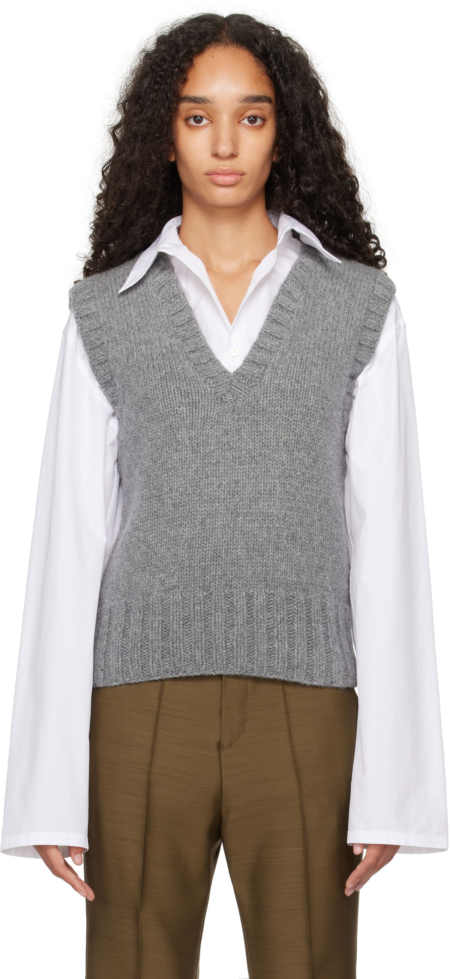 Sveter YMC Heidi Knit Vest Šedá | Q8XAO, 0