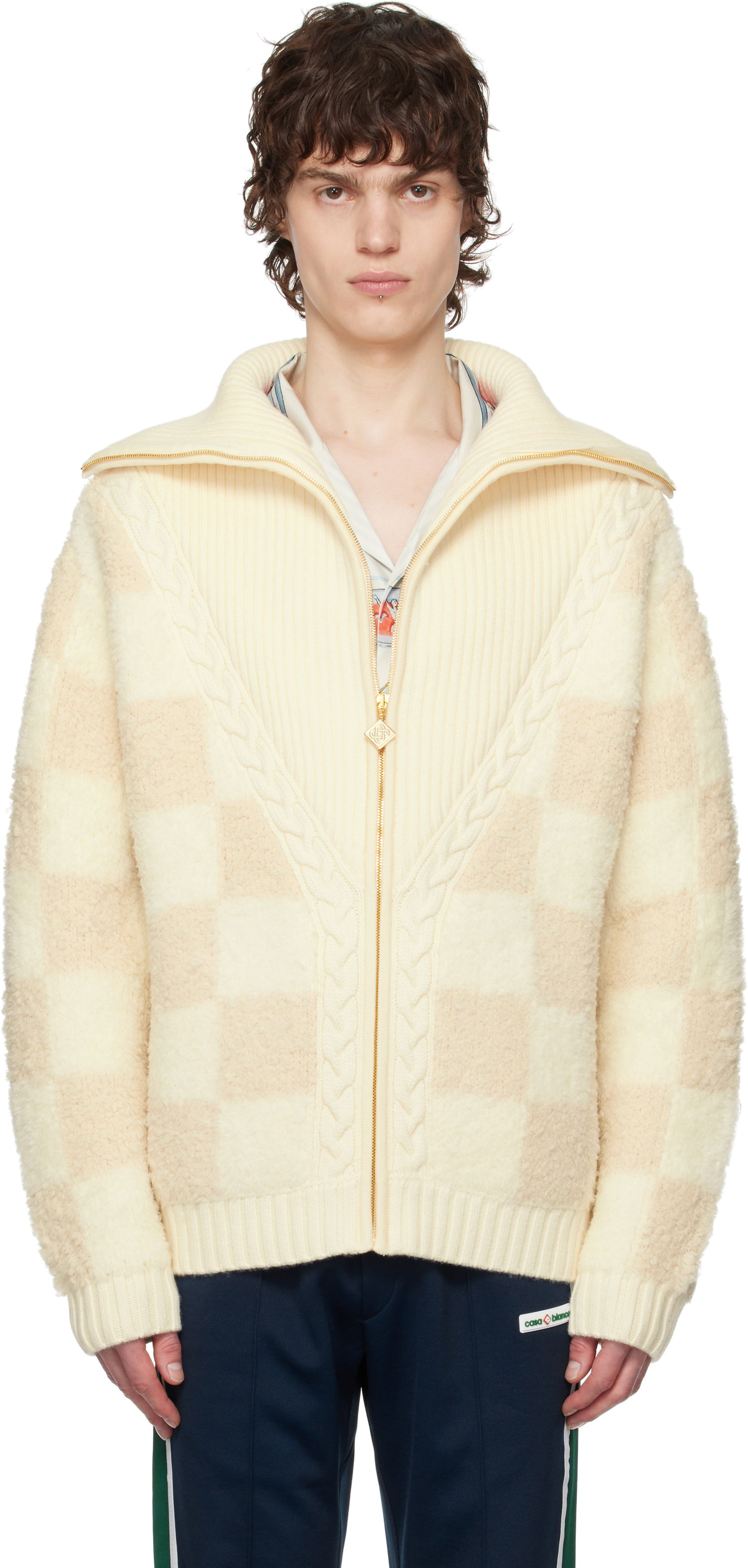 Sveter Casablanca Casablanca Merino Fleece Zip-Up Jacket Béžová | MPS25-KW-851-01, 0