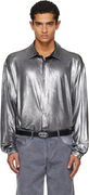 Foiled Long-Sleeve Button-Up Shirt