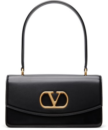Taška cez rameno Valentino Vain Gold-tone VLogo Shoulder Bag Čierna | 7W2B0R93GCB, 0