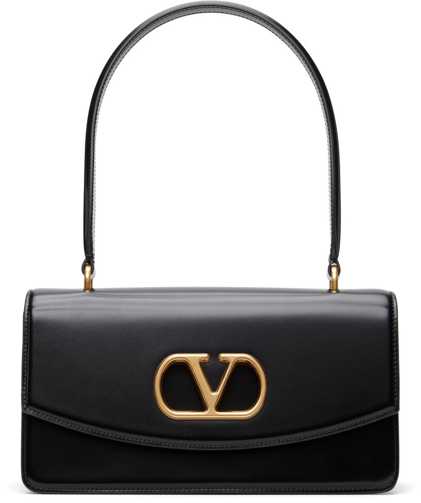 Taška cez rameno Valentino Vain Gold-tone VLogo Shoulder Bag Čierna | 7W2B0R93GCB