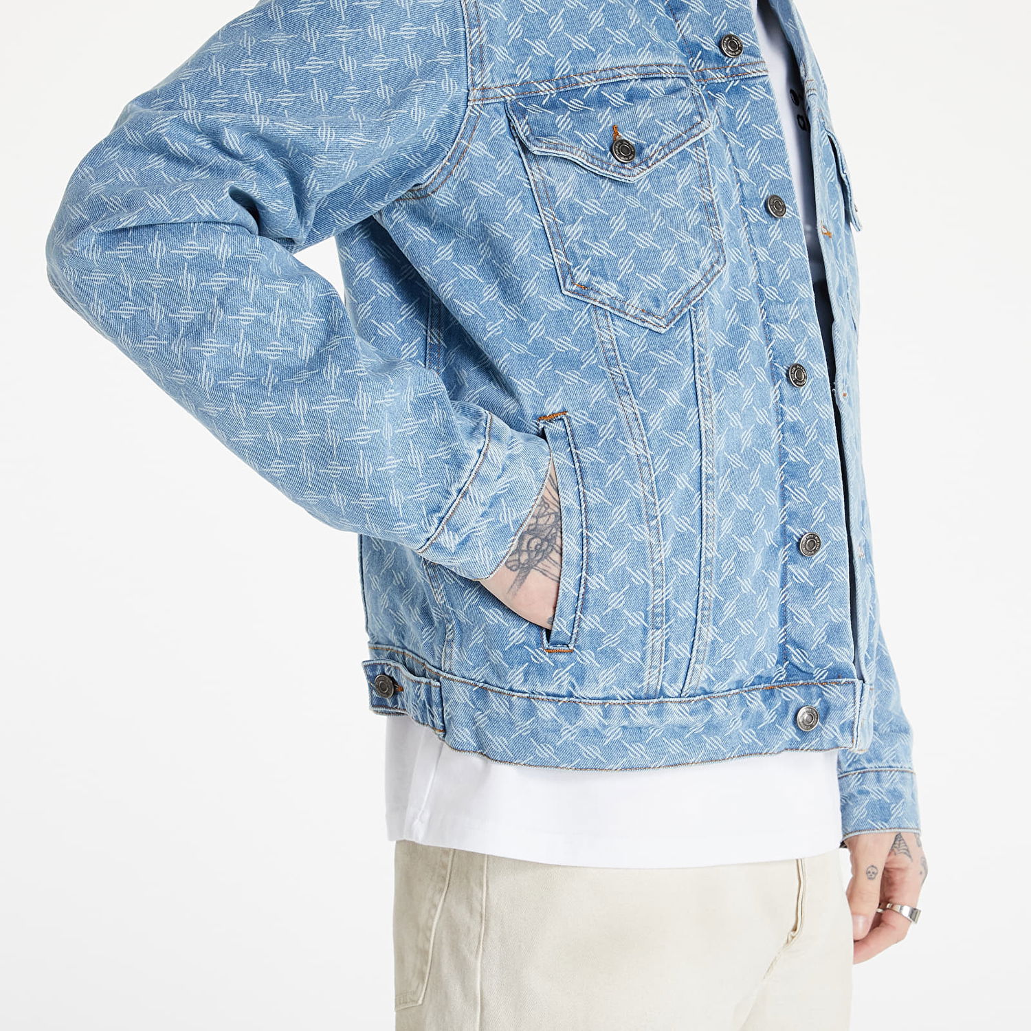 Bunda DAILY PAPER Matwa Monogram Denim Jacket Blue Monogram Modrá | 2211039, 1