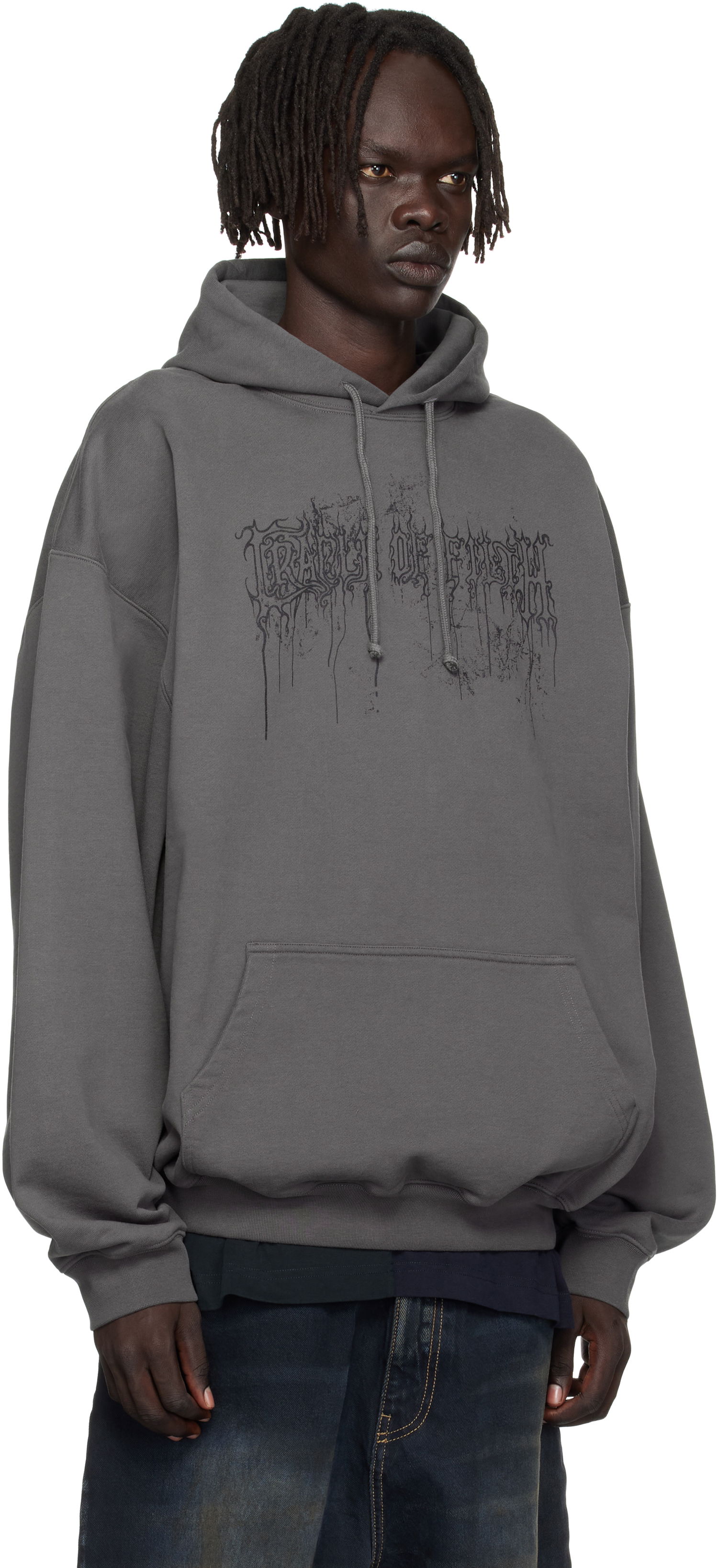 Mikina VETEMENTS Vetements Cradle of Filth Dripped Logo Oversized Hoodie Šedá | UCF76HD400M, 1