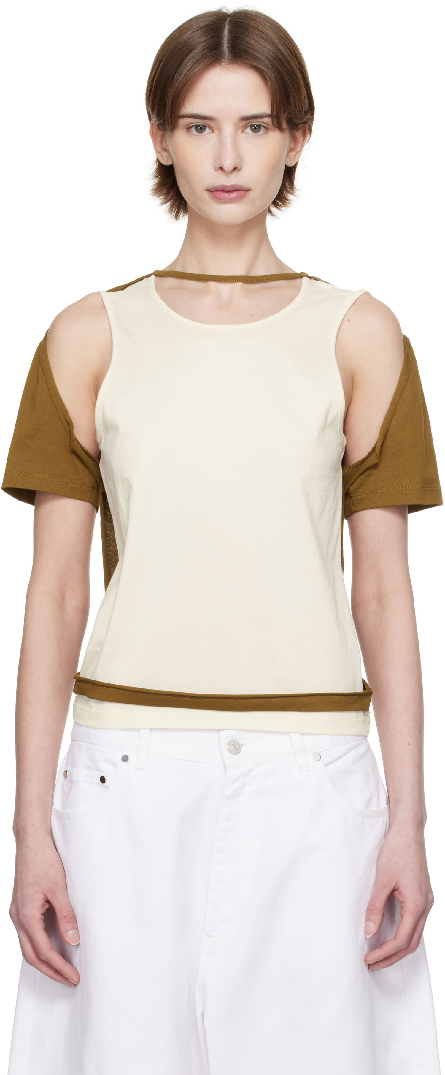 Tielko Eckhaus Latta Eckhaus Latta Hugging Sleeveless T-Shirt Béžová | 1203-EL-PS25-C -, 0