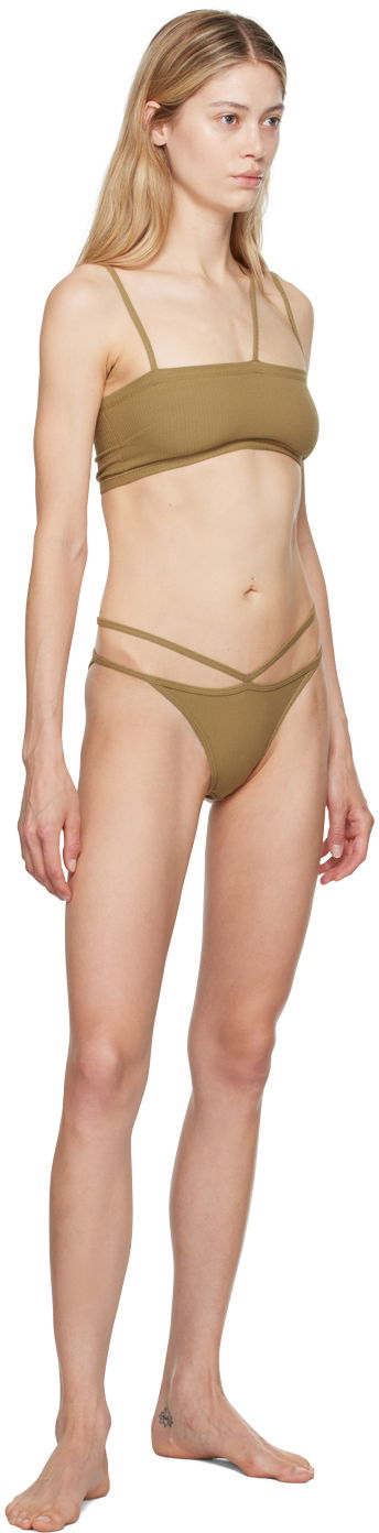 Plavky Baserange Baserange Nida Ribbed Asymmetrical Bra Hnedá | BRNI-RB-AU24, 3