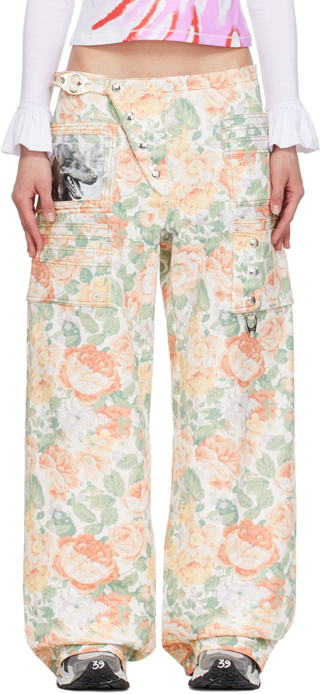 Cargo nohavice Chopova Lowena Miller Floral Print Wallet Trousers Biela | W4077, 0