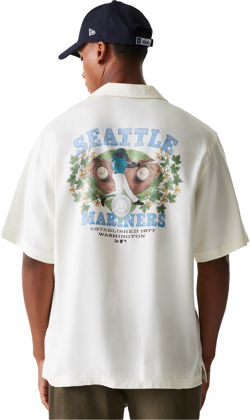 Košeľa New Era MLB Seattle Mariners Graphic Revere Collar Shirt Biela | 60667847-60667847, 1