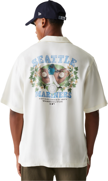 Košeľa New Era MLB Seattle Mariners Graphic Revere Collar Shirt Biela | 60667847-60667847, 1