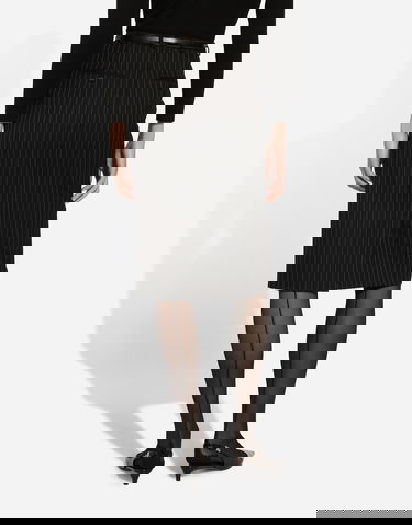 Sukňa Dolce & Gabbana Pinstripe Wool Calf-length Skirt Čierna | F4CXUTFR21XS8052_1, 2