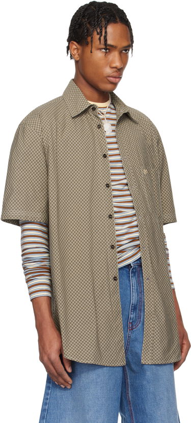 Košeľa ERL ERL Mini Plaid Short Sleeve Shirt Zelené | ERL10B011, 1