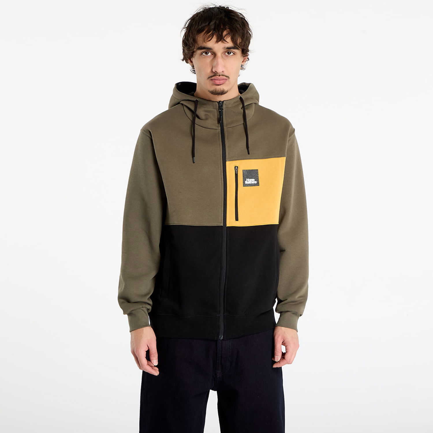 Mikina Horsefeathers Vick Full-Zip Colorblock Hoodie with Chest Pocket Rôznofarebný | SM1321M, 0