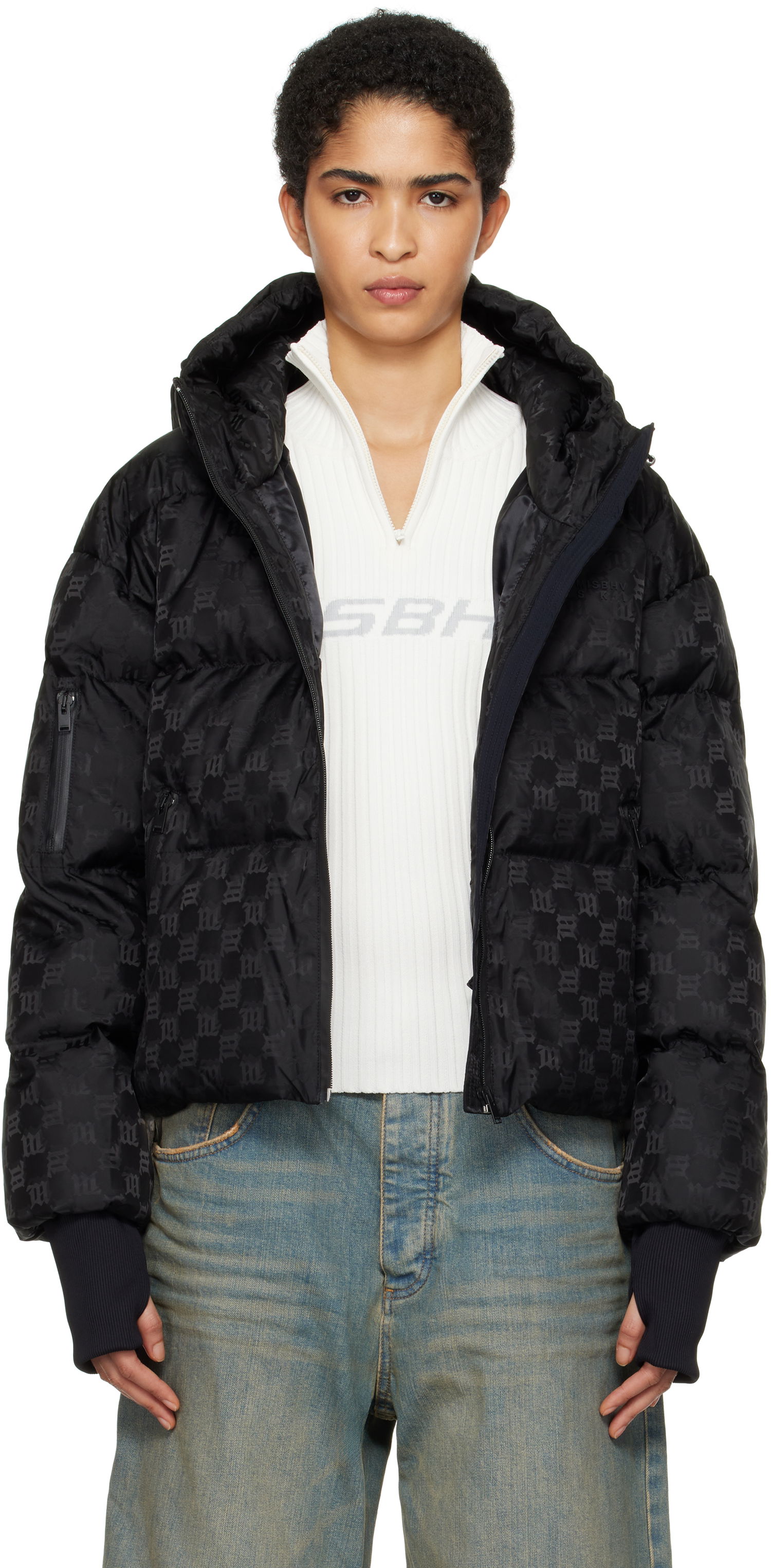 Prešívaná bunda MISBHV Ski Monogram Nylon Square Puffer Jacket Čierna | 231B022, 0