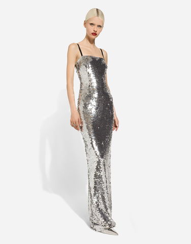 Šaty Dolce & Gabbana Long Sequined Dress Metalická | F6DINTFLSF0S0998, 1