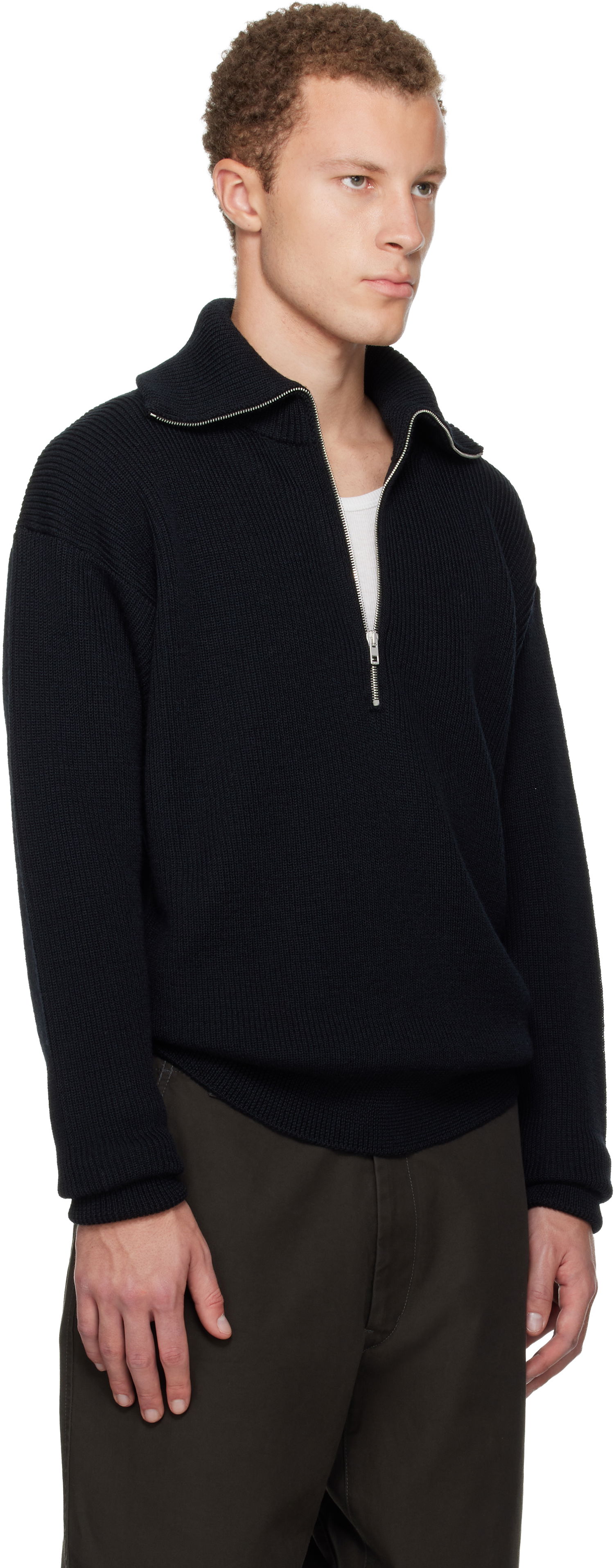 Sveter LEMAIRE Half Zip Sweater Čierna | TO1439 LK1042, 1