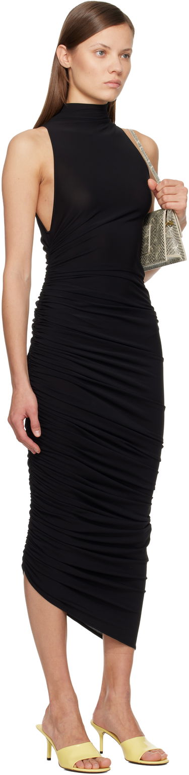 Šaty Jacquemus The Piazza Sleeveless High-Neck Ruched Midi Dress Čierna | 25HDRW00722AW00211, 1