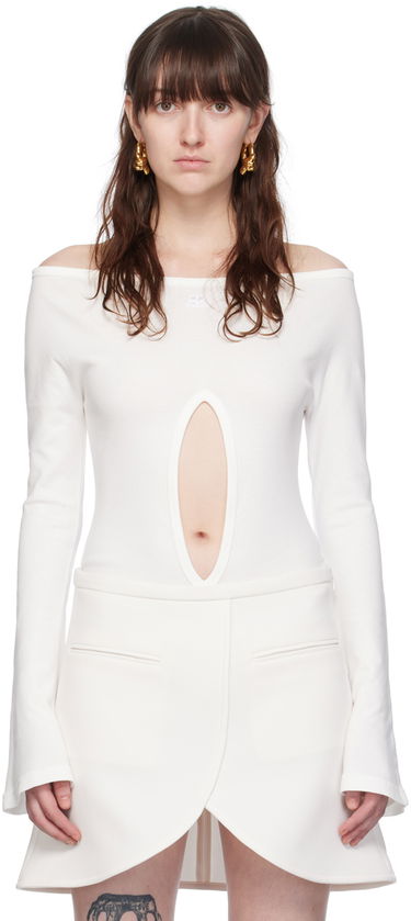 Body Courrèges Off-The-Shoulder Fitted Bodysuit Biela | 224JBD092JS0070, 0