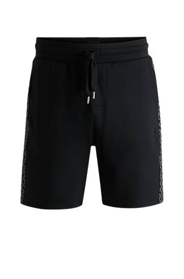 Šortky BOSS Cotton-Blend Shorts with Monogram Panels Čierna | 50540525, 0