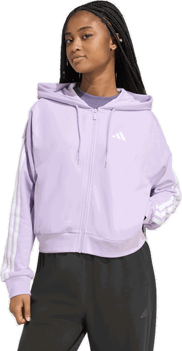 Mikina adidas Performance Hoodie Full-Zip Sportswear Essentials 3-Stripes French Terry Fialová | jy3135, 4